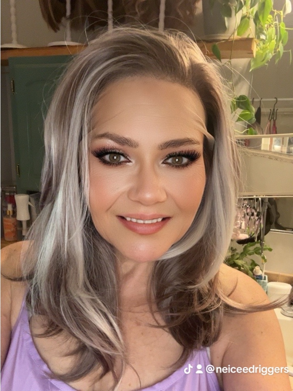 CSC Lace  Front Layered Wig in Ash Blonde & Silver Highlights